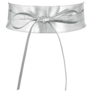 INSPIRE CHIC Women's Faux Leather Bowknot Wrap Around Wide Waistband Obi Belts 1 Pc - 1 of 4