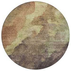 Brown And Fern Green Abstract Washable Indoor Outdoor Area Rug - 1 of 4