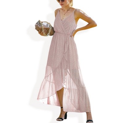 Anna-Kaci Women's Sleeveless V-Neck Wrap Maxi Dress with High-Low Hem