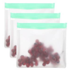 Unique Bargains Reusable Leakproof Zip PEVA Freezer Food Storage Bags 3 Pcs - 1 of 4