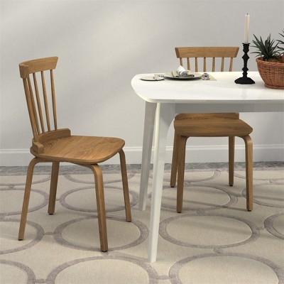 Wooden Dining Chair Set of 2, Spindle High Back Kitchen Side Chairs with 4 Legs for Home Restaurant Apartment