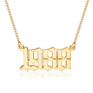 Turandoss Birth Year Pendant Necklace for Women, Old English Birth Year Number Gold Necklace, Birthday Gifts for Women, Christmas Gifts, 18+2In - 1 of 4