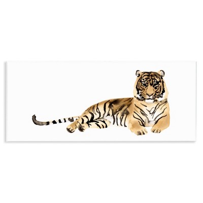 Stupell Industries Tiger Resting Orange Ink Watercolor, 17" x 7"