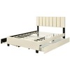 CAVINAS Queen Bed Frame with Headboard, Upholstered Platform, 2 Drawers and 1 Trundle, Classic Bed Frame with Storage Design, Pink - 4 of 4