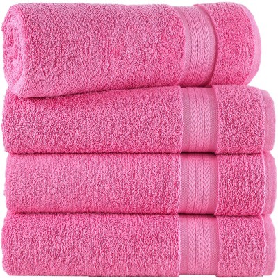 REGAL RUBY 4 Pack Bath Towels Quick-Dry High Absorbent 100% Turkish Cotton Towel for Bathroom, Guests, Pool, Gym, Camp, Travel, College Dorm, Shower