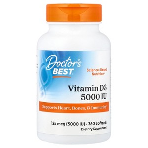 Doctor's Best Vitamin D3, 125 mcg (5,000 IU), 360 Softgels - 1 of 4