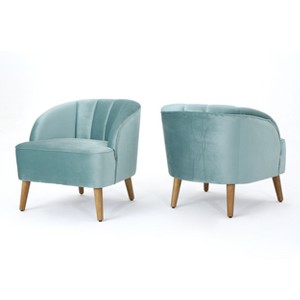 Set of 2 Amaia Modern New Velvet Club Chair Seafoam Blue - Christopher Knight Home