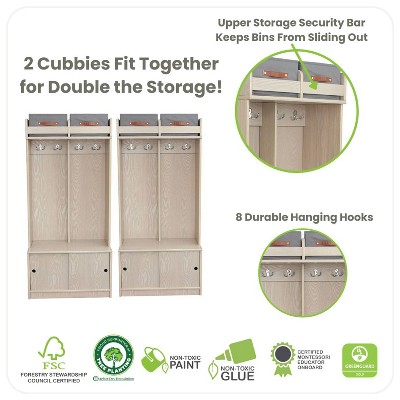 Premium Ivory Wooden Kids' Cubby with Storage Bins