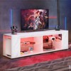 Pinmoco 80" LED TV Stand, Gaming Entertainment Center with Bookshelf & 4 Open Shelves, White - 2 of 4