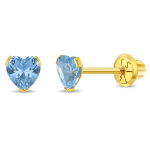 Girls' Birthstone CZ Heart Screw Back 14k Gold Earrings - In Season Jewelry - 1 of 4