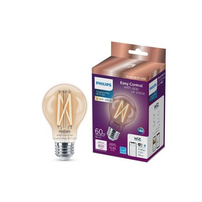 Philips Smart 60W Clear Tunable White Filament A19 1P: LED Dimmable Light Bulb, Compatible with Alexa & Google Home