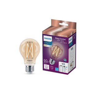 Philips Smart 60W Clear Tunable White Filament A19 1P: LED Dimmable Light Bulb, Compatible with Alexa & Google Home - 1 of 4