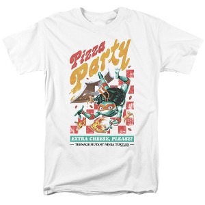 Teenage Mutant Ninja Turtles: Mutant Mayhem Mikey Pizza Party Adult T Shirt, White - 1 of 4