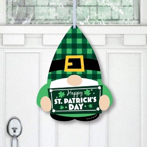 Big Dot of Happiness Irish Gnomes - Hanging Porch St. Patrick’s Day Party Outdoor Decorations - Front Door Decor - 1 Piece Sign - 1 of 4