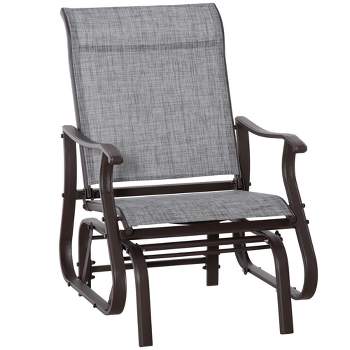 Outsunny Outdoor Swing Glider Chair, Patio Mesh Rocking Chair with Steel Frame for Backyard, Garden and Porch