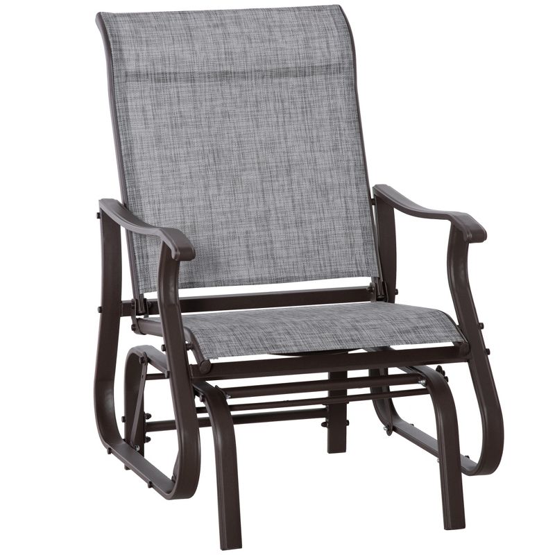 Outsunny Outdoor Swing Glider Chair, Patio Mesh Rocking Chair with Steel Frame for Backyard, Garden and Porch, 1 of 7