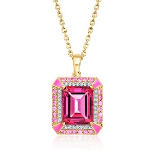 Ross-Simons 5.75 Carat Pink Topaz Pendant Necklace With .50 ct. t.w. Pink Sapphire and .20 ct. t.w. White Zircon in 18kt Gold Over Sterling Size 18 - 1 of 2
