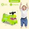 Babyjoy Ride on Toy Baby Dinosaur Sliding Car with4 Universal Casters Under-Seat Storage Green/Pink/White/Yellow - 3 of 4