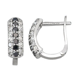 Designs By Gioelli 10K White Gold Genuine White And Black Diamond Hoop Earrings - 1 of 2