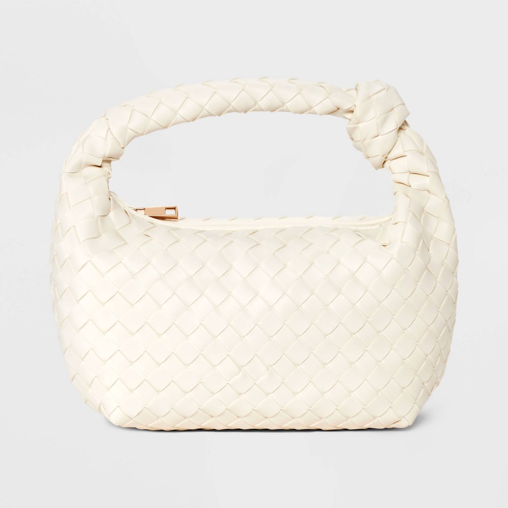 Photos - Women Bag Mini Woven Handbag Clutch - A New Day™ Off-White