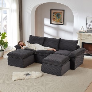 Racxily Modern corduroy cloud sofa, can be freely combined and has a comfortable sitting experience, suitable for modern living room - 1 of 4