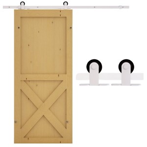 Aghana Digitals 72" White Carbon Steel Sliding Barn Door Hardware Kit - 220lbs Capacity, Smooth - 1 of 4