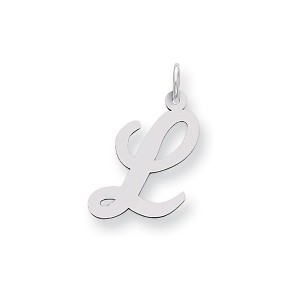 Black Bow Jewelry 14k White Gold, Madison Collection, Medium Script Initial Pendant A-W - 1 of 4