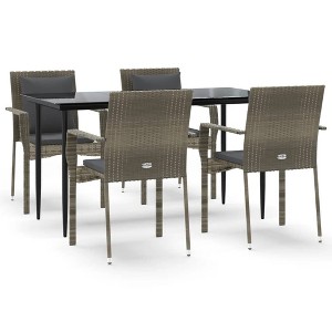 vidaXL Patio Dining Set Outdoor Rattan Wicker Table and Chair Set for Porch - Gray 55.1" Table Length 4 Piece - 1 of 4