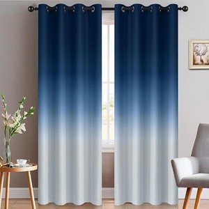 Yakamok Gradient Color Ombre Curtains ( Blue 52x96 Inch, Set of 2) - 1 of 1