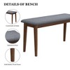 2 Pieces Vintage Dining Bench, Upholstered Entryway Bench Shoe Bench With Solid Rubber Wood Legs - 2 of 4