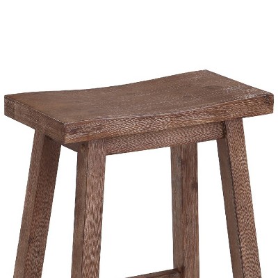 Gray Backless Saddle Style Wooden Counter Stool