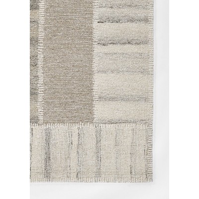 Handmade Tufted Gray Wool and Viscose Rectangular Rug