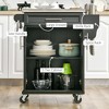 Aghana Digitals Black Rolling Kitchen Cart with Pine Wood Frame, Stainless Steel Top, Storage - 4 of 4