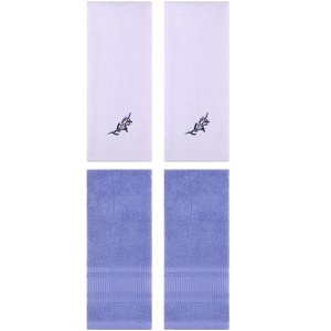 REGALWOVEN 4 Pcs Bathroom Home Decor Cotton Soft Absorbent Floral Hand Towel 13" x 29" - 1 of 4