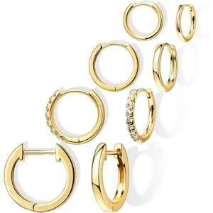14K gold-plated small hoop earrings set, stackable cartilage earrings, a perfect Christmas gift for women. - 1 of 4