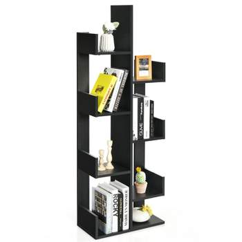 Tangkula 8-Tier Modern Bookshelf Anti-fall Tree Bookcase Storage Rack Suitable for Home & Office Brown/White/Black