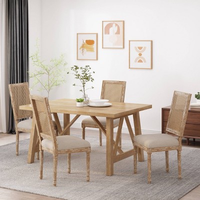 Set of 4 Regina French Country Wood and Cane Upholstered Dining Chairs - Christopher Knight Home