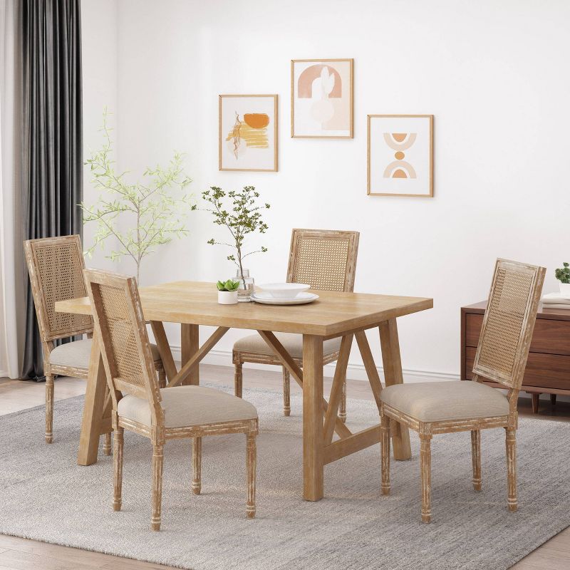 Set of 4 Regina French Country Wood and Cane Upholstered Dining Chairs - Christopher Knight Home, 3 of 13