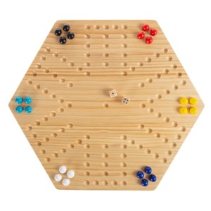 Toy Time Wooden Strategic Game Set With Board, Marbles, and Dice - 1 of 4