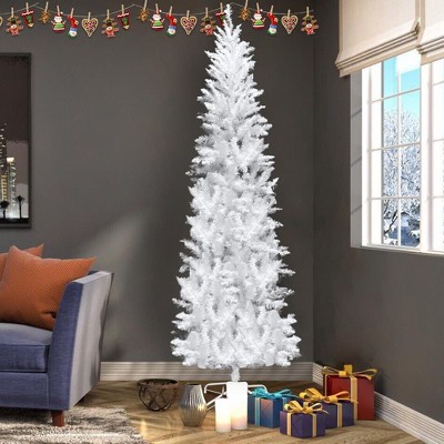 Angel Sar Pencil Christmas Tree with Warm LEDs & Remote, Automatic Unfolding