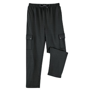 Collections Etc Men's French Terry Drawstring Waist Cargo Pants - 1 of 4