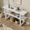 LOVMOR Retro Elegant Console Table, with Marble-Effect Top and Versatile Storage Solutions, for Entryway, Living Room - Antique White - 3 of 4