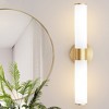 POWLIG 19.87-in 2-Light Gold Modern Dimmable Wall Sconce with Milky White Glass Shade - 2 of 4