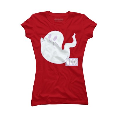 Junior's Design By Humans Boo Cute Ghost Halloween cute design By BoogieCreates T-Shirt