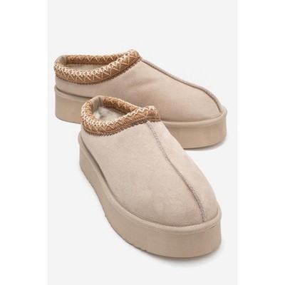 Avelia - Beige Suede Genuine Leather Thick-Soled Winter Slipper (Women) | Forever & Always Shoes
