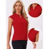 Allegra K Women's Work Office V Neck Stand Collar Lace Cap Sleeve Basic Blouse - 2 of 4