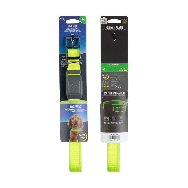 Nite Ize Dog Rechargeable LED Dog Collar - M - Lime/Green, 4 of 10