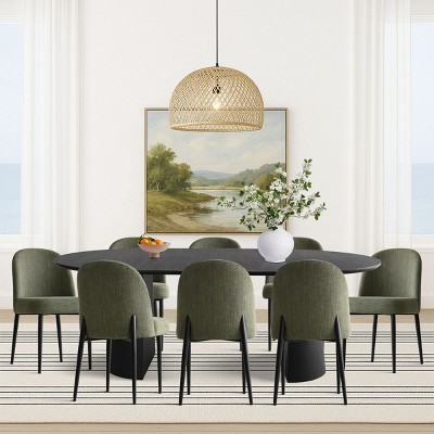 Dining Table Set for 8 Black Wood Extendable Dining Table with 8 Upholstered Armless Dining Chairs for Dining Room,Farmhause-Maison Boucle