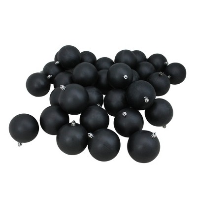 Northlight 32ct Shatterproof Matte Christmas Ball Ornament Set 3.25" - Black