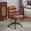 Ridstar Ergonomic Armrest Office Chair with Castors & Soft Cushion for Home & Office-Brown - 3 of 4